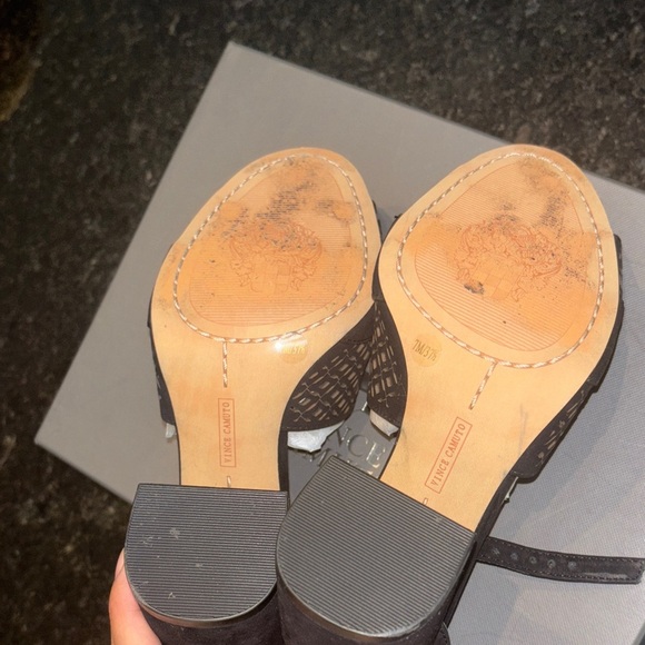 Vince Camuto Black Peep-Toe Heels - Picture 6 of 8